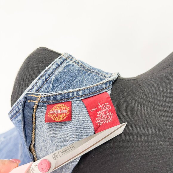 VINTAGE GAP JEANS A LINE BLUE DENIM DRESS WITH ZIPPER BACK - Picture 3 of 8